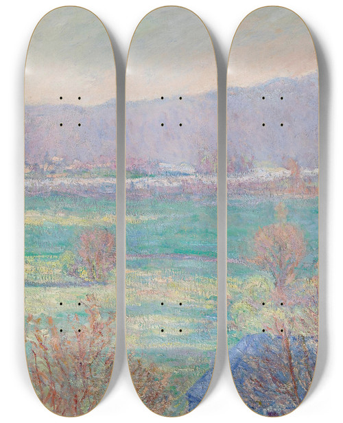 Triptych art skateboard deck of Blanche Hoschedmonet La Maison Bleue Aux Environs De Giverny by Blanche Hoschede Monet (1865-1947)