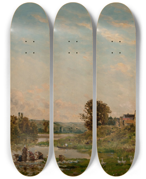 Triptych art skateboard deck of Hippolyte Camille Delpy Les Lavandeuses by Hippolyte Camille Delpy (1842-1910) Triptych art skateboard deck of Hippolyte Camille Delpy Les Lavandeuses by Hippolyte Camille Delpy (1842-1910)