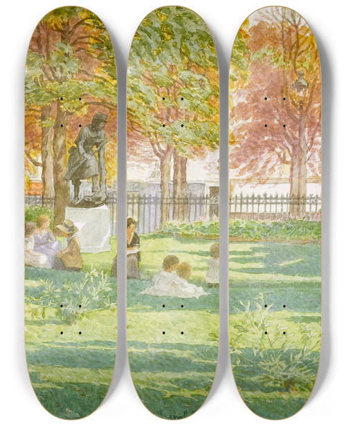 Triptych art skateboard deck of Flix Brard Square De La Mairie Du Xivme Arrondissement_2 by Felix Brard (19-20-)