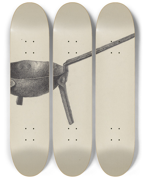 Triptych art skateboard deck of Roy Weber Sauce Pan by Roy Weber