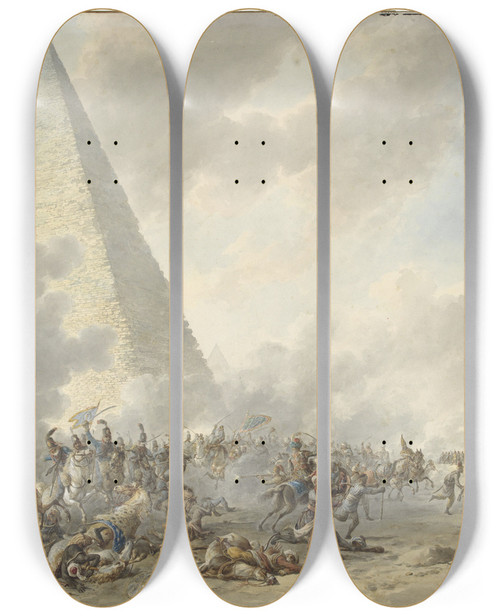 Triptych art skateboard deck of Dirk Langendijk Battle Of The Pyramids by Dirk Langendijk (1748-1805)