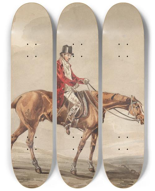 Triptych art skateboard deck of Henry Thomas Alken Doing The Thing And The Thing Done Afternoon Returning Home In Fine Trim Doing The Most You Can by Henry Thomas Alken (1785-1851)