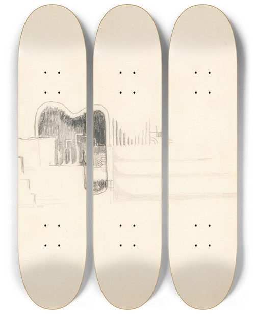 Triptych art skateboard deck of Viking Eggeling Original Drawings And Manuscripts By The Artist And Documentarymaterial 2 by Viking Eggeling (1880-1925)