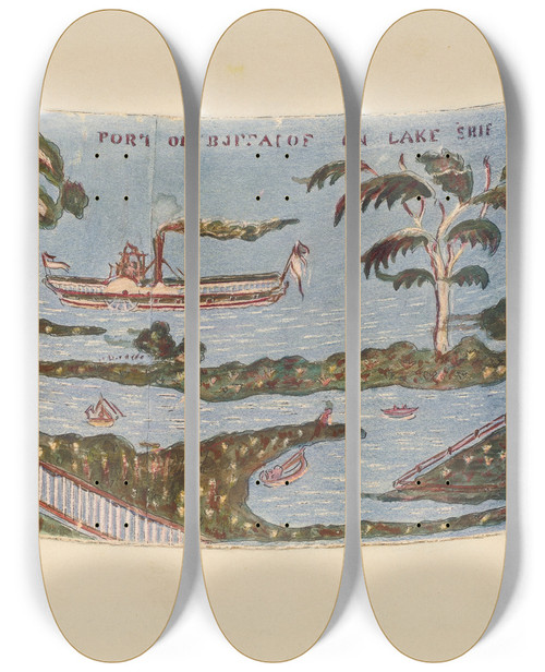 Triptych art skateboard deck of Paul Ward Bandbox_1 by Paul Ward (20-)