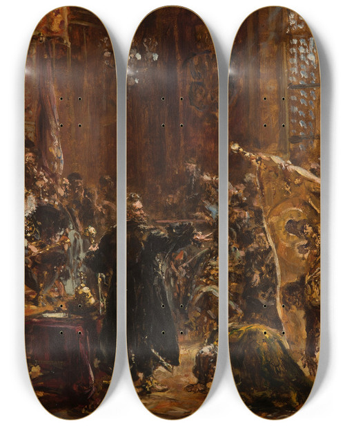 Triptych art skateboard deck of Jan Matejko Shuysky Tsars At The Seym Of Warsaw by Jan Matejko (1838-1893)
