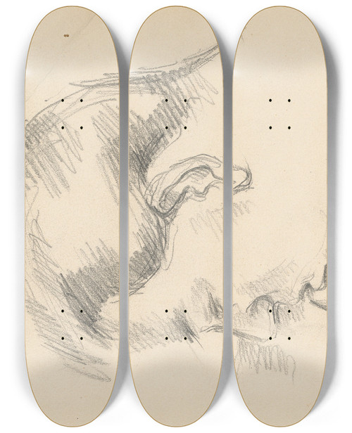 Triptych art skateboard deck of Paul Czanne Head Of The Artists Son by Paul Cezanne (1839-1906)