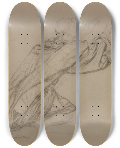 Triptych art skateboard deck of Victor Mller Leontes Die Statue Hermiones Erblickend by Victor Muller (1829-1871)