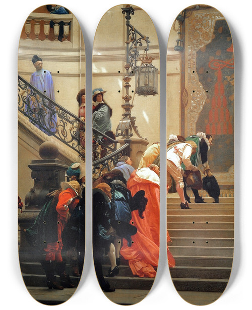 Triptych art skateboard deck of Jeanlon Grme Leminence Grise by Jean-Lon Grme (1824-1904)