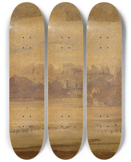 Triptych art skateboard deck of Robert Walter Weir View Of West Point by Robert Walter Weir (1803-1889)