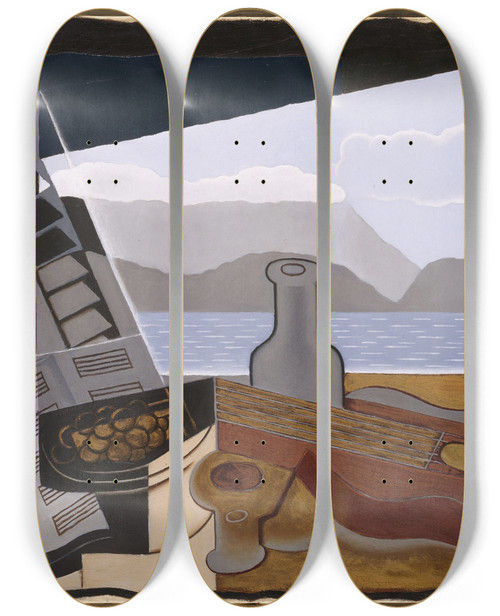 Triptych art skateboard deck of Juan Gris The Open Window by Juan Gris (1887-1927)