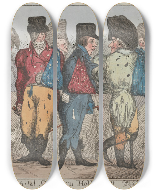 Triptych art skateboard deck of John Cawse The Bond Street Battalion Or The Hospital Staff From Holland by John Cawse
