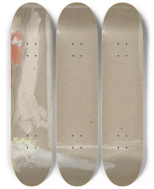 Triptych art skateboard deck of Edwin Austin Abbey Group Of Figures_1 by Edwin Austin Abbey (1852-1911)