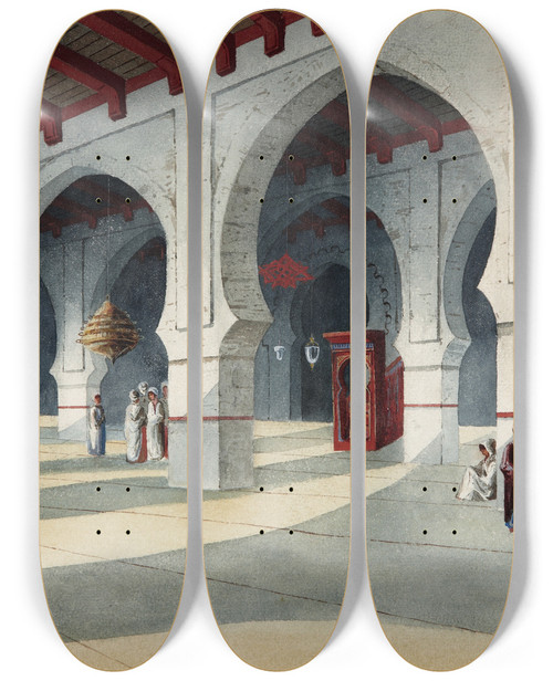 Triptych art skateboard deck of Eduardo Flrez Ibez Great Mosque by Eduardo Florez Ibanez (1871-1889)