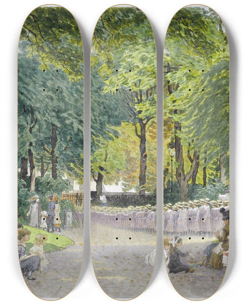 Triptych art skateboard deck of Flix Brard Square De La Mairie Du Xivme Arrondissement_1 by Felix Brard (19-20-)