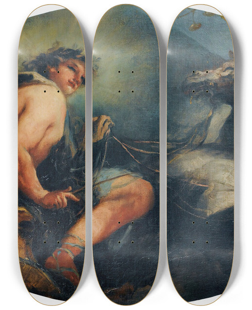 Triptych art skateboard deck of Giovanni Antonio Guardi Apollo by Giovanni Antonio Guardi (1699-1766)