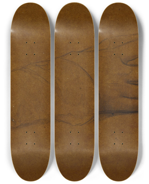 Triptych art skateboard deck of Pascaladolphejean Dagnanbouveret Etude De Main_2 by Pascal-Adolphe-Jean Dagnan-Bouveret (1852-1929)