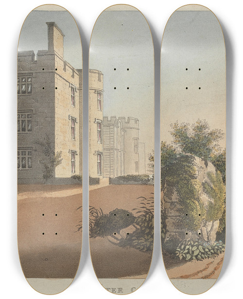 Triptych art skateboard deck of Rev James Bulwer One From A Volume Of Drawings And Prints_11 by Rev James Bulwer (1794-1879)