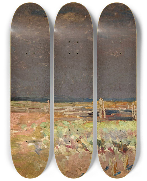 Triptych art skateboard deck of Jan Stanislawski Landscape_8 by Jan Stanislawski (1860-1907)