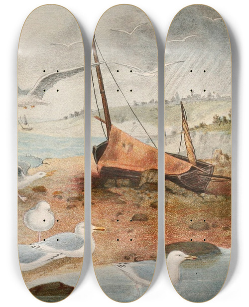Triptych art skateboard deck of Alfred Frdol Golands Argent by Alfred Fredol (1804-1863)