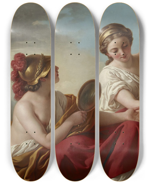 Triptych art skateboard deck of Louisjeanfranois Lagrene Justice Disarmed By Innocence And Applauded By Prudence by Louis-Jean-Franois Lagrene (1724-1805)