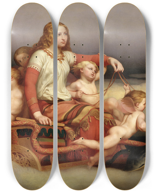 Triptych art skateboard deck of Nils Jakob Olsson Blommr Freja Seeking Her Husband by Nils Jakob Olsson Blommer (1816-1853)