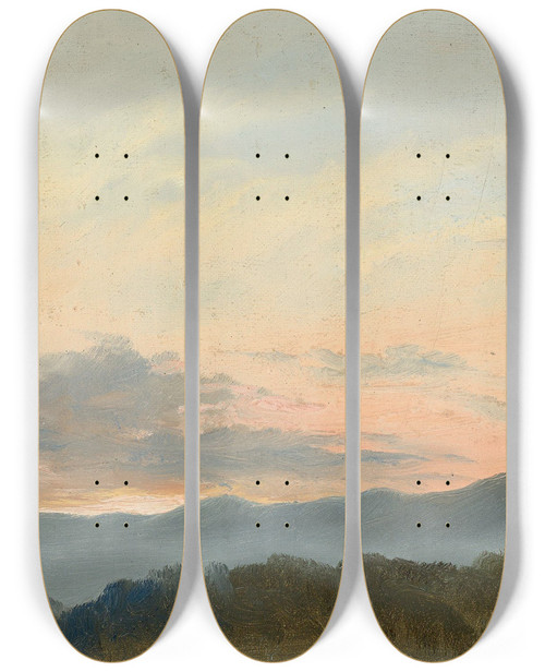 Triptych art skateboard deck of Carl Gustav Carus Wolkenstudie_2 by Carl Gustav Carus (1789-1869)