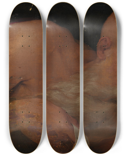 Triptych art skateboard deck of Benvenuto Tisi Portrait Of A Man by Benvenuto Tisi (1481-1559)