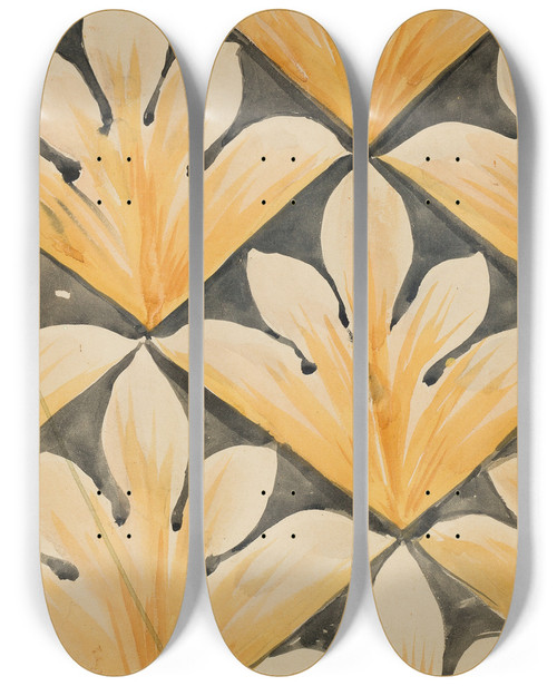 Triptych art skateboard deck of Jan Matejko Fryz O Motywach Palmet Ujtych W Ukone Kraty Karton Do Polichromii Kocioa Mariackiego by Jan Matejko (1838-1893)
