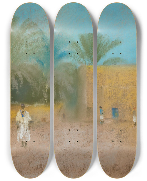 Triptych art skateboard deck of Augusto Giacometti Biskra I by Augusto Giacometti (1877-1947)