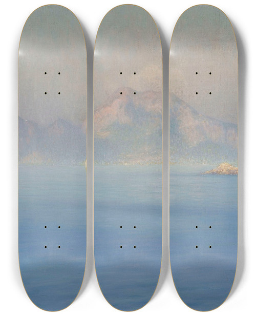 Triptych art skateboard deck of Henrybrokman Capri Cte Escarpe Vue De La Mer by HenryBrokman (1868-1933)