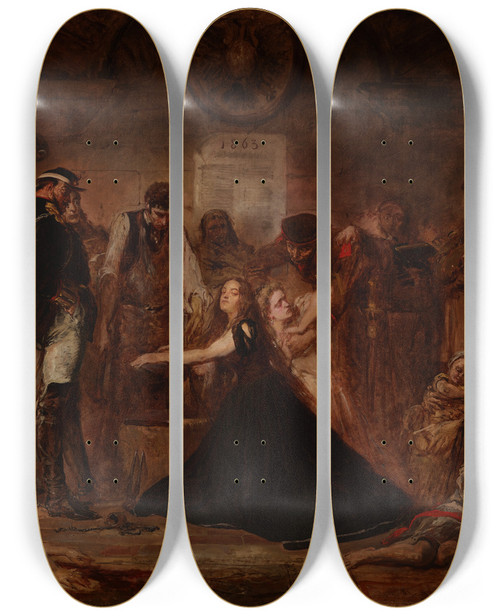 Triptych art skateboard deck of Jan Matejko Polonia 1863 Poland Enchained by Jan Matejko (1838-1893)
