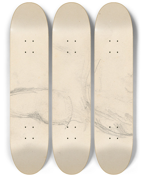 Triptych art skateboard deck of Paul Czanne Study Of The Allegorical Figure Of Health In Rubens The Birth Of Louis Xiii by Paul Cezanne (1839-1906)