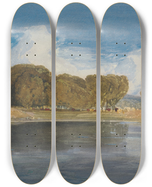 Triptych art skateboard deck of John Sell Cotman A Summer Day by John Sell Cotman (1782-1842)