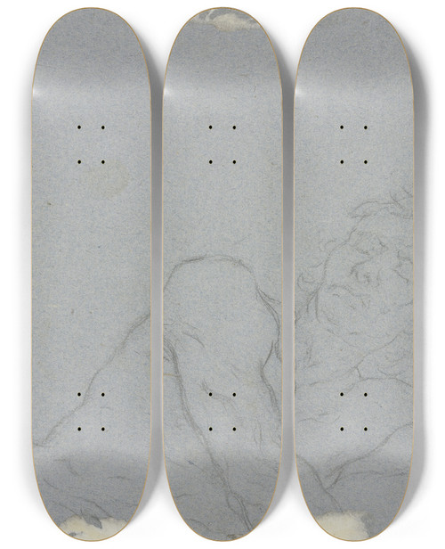 Triptych art skateboard deck of Gaspare Diziani Lagernder Mnnlicher Akt Auf Einen Ellenbogen Gesttzt by Gaspare Diziani (1689-1767)