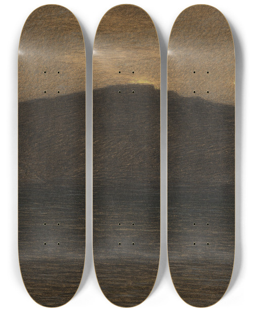 Triptych art skateboard deck of Karl Nordstrm Twilight In Spring I by Karl Nordstrom (1855-1923)