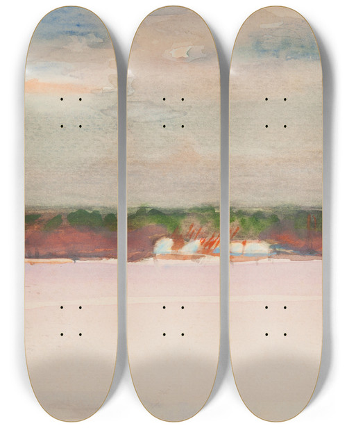 Triptych art skateboard deck of Kazimierz Wojtanowicz Pejza Wiejski_2 by Kazimierz Wojtanowicz (1913)