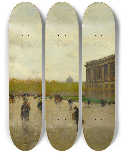 Triptych art skateboard deck of Luigi Loir Le Louvre Paris by Loir Luigi (1845-1916)