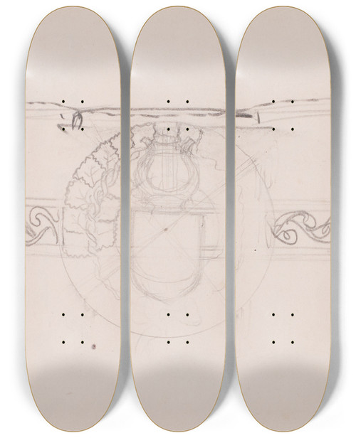 Triptych art skateboard deck of Akseli Gallenkallela Kunniaristiluonnos 2 by Akseli Gallen Kallela (1865-1931)