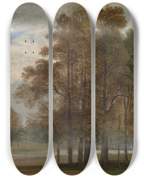 Triptych art skateboard deck of John Martin Hyde Park by John Martin (1789-1854)