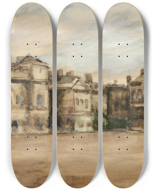 Triptych art skateboard deck of Sir William Eden Study_6 by Sir William Eden (1849-1915)