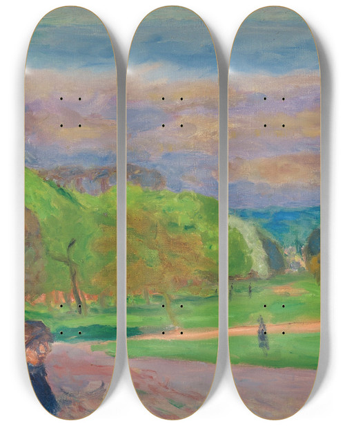 Triptych art skateboard deck of Pierre Bonnard Le Jardin Public by Pierre Bonnard (1867-1947)