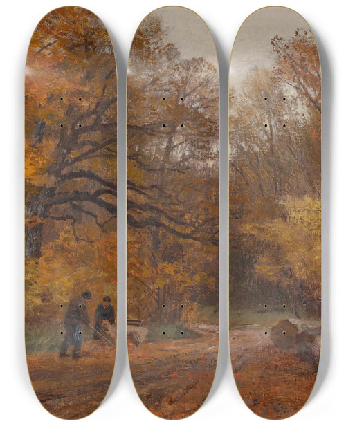 Triptych art skateboard deck of Hugo Darnaut Motiv Aus Lundenburg by Hugo Darnaut (1850-1937)