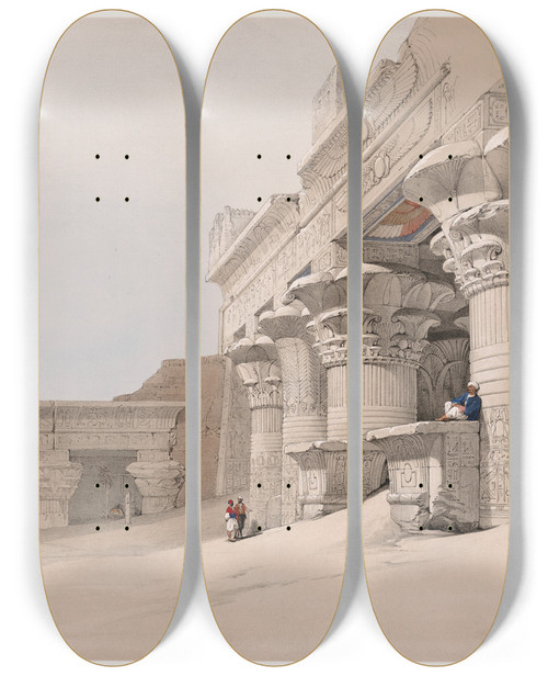 Triptych art skateboard deck of David Roberts Edfou Edfu Idf Nov 24Th 1838 by David Roberts (1796-1864)