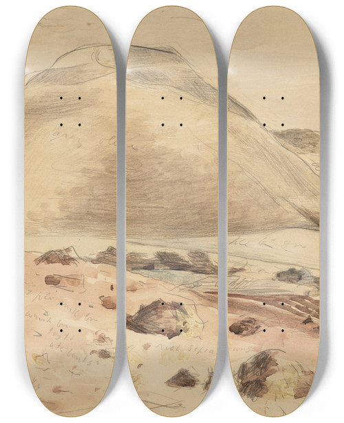 Triptych art skateboard deck of Paul Nash Silbury Hill by Paul Nash (1889-1946)