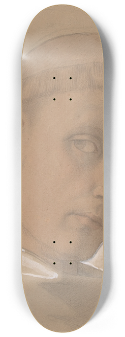 Eduard von Steinle - Study of the Head of St. Augustine, for the painting of the Madonna and Child with Saint Augustine and Bonifacius 8.25 inch art skate deck