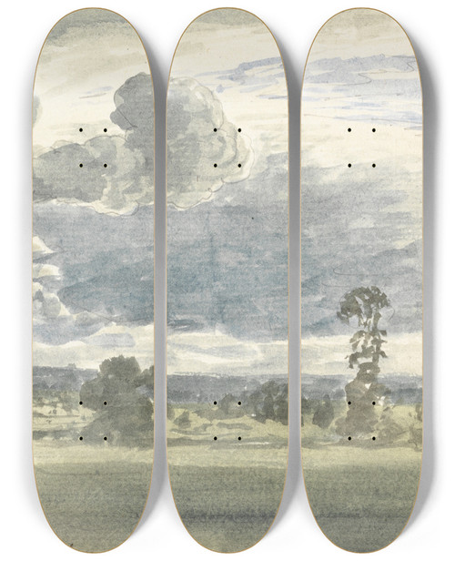 Triptych art skateboard deck of John Linnell A Windy Day by John Linnell (1792-1882)