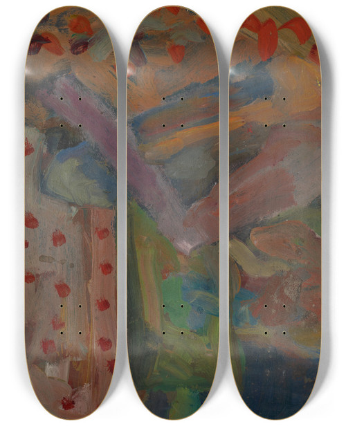 Triptych art skateboard deck of Sasza Blonder Composition With A Nude by Sasza Blonder (1909-1949)