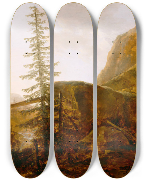 Triptych art skateboard deck of Jan Wils A Pass In The Apennines by Jan Wils (1891-1972)