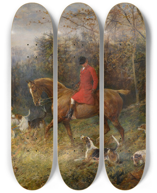 Triptych art skateboard deck of Heywood Hardy The Draw by Heywood Hardy (1842-1933)