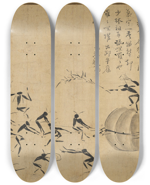 Triptych art skateboard deck of Motsurin Jt Festival Of Insects by Motsurin Joto (1491)